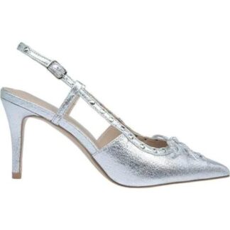 ZAPATILLA DESTALONADA CON MOÑO PLATA YAELI FASHION