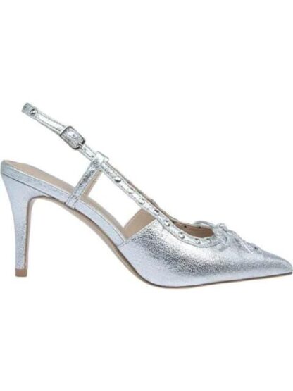 ZAPATILLA DESTALONADA CON MOÑO PLATA YAELI FASHION
