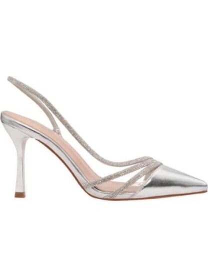 ZAPATILLA DESTALONADA CON PEDRERIA PLATA THALIA SODI