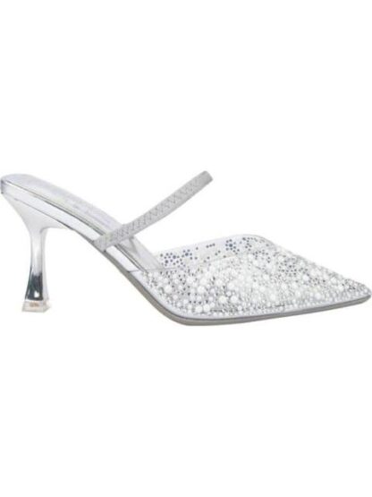 ZAPATILLA DESTALONADA CON PEDRERIA PLATA THALIA SODI