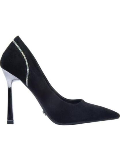 ZAPATILLA TACON ALTO CROMADO NEGRO THALIA SODI
