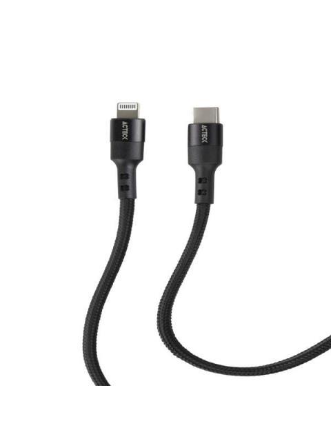 ACTECK CABLE USB-C MACHO - LIGHTNING MACHO 1.80 METROS NEGRO
