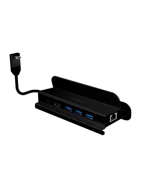 ACTECK HUB USB-C 1X HDMI 1X RJ45 3X USB 3.0 1X USB-C NEGRO