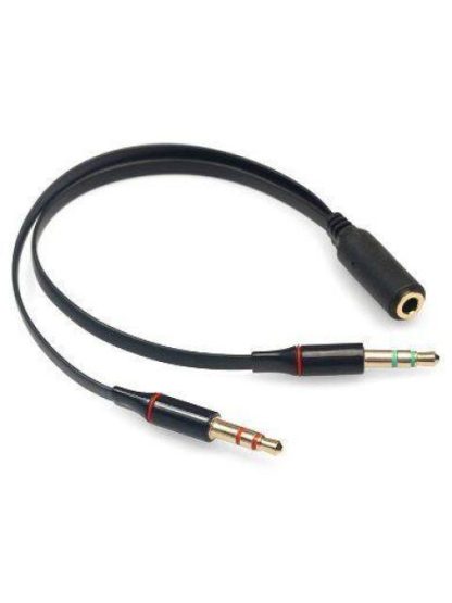 ADAPTADOR DE AUDIO BROBOTIX Y 3.5MM HEMBRA 3.5MM HOMBRE NEGRO 20CM 651404