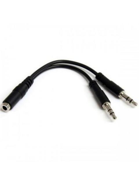 STARTECH  CABLE 35MM HEMBRA - 2X DE 35MM MACHO 13CM NEGRO - Image 3