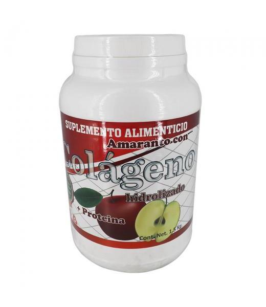 AMARANTO C COLAGENO HIDROL. +PROTEINA SABOR MANZANA 1.5 KG MIEL SALUD Y VIDA
