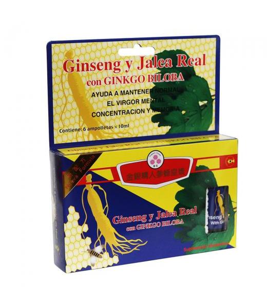 AMP. GINSENG Y JALEA REAL CON GINKGO BILOBA C 6 (10ML) NATURAL SYSTEM