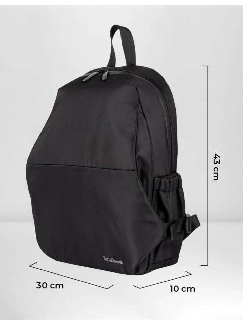 BACKPACK LITE TZLBP13 TECHZONE 15.6 POLIESTER 420 D TWILL COLOR NEGRO LATERALES AJUSTABLES GARANTIA LIMITADA DE POR VIDA. - Image 4