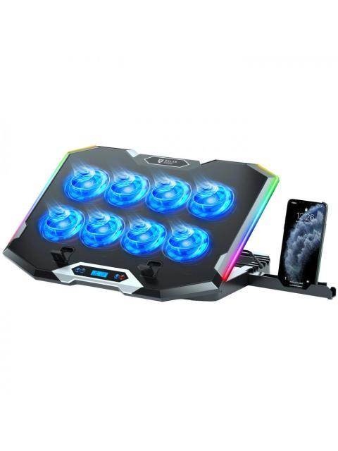 BALAM RUSH BASE ENFRIADORA EOLOX FROST PRO EF760 PARA LAPTOP 17 CON 8 VENTILADORES NEGRO