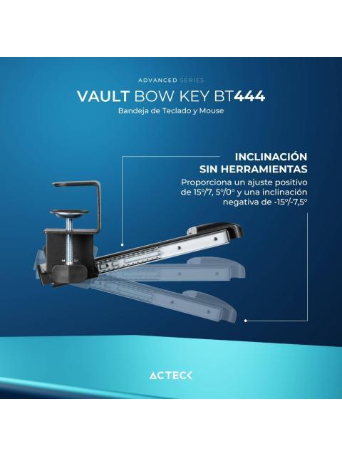 BANDEJA DE TECLADO Y MOUSE VAULT BOW KEY BT444 ACTECK ADVANCED SERIES BANDEJA DE TECLADO Y MOUSE REPOSAMUNECAS INTEGRADO SOPORTA HASTA 5KG - Image 3