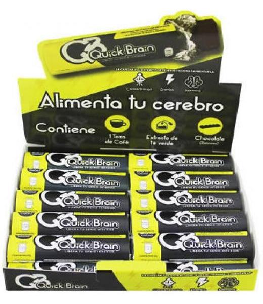 BARRA DE CHOCOLATE CON CAFEINA Y TE VERDE 20 G QUICK BRAIN P 24
