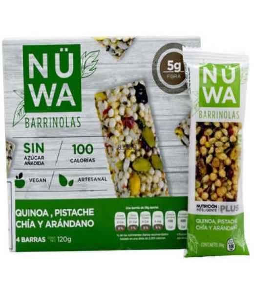 BARRA DE SUPERFOODS QUINOA PISTACHE 30 G NUWA P 8
