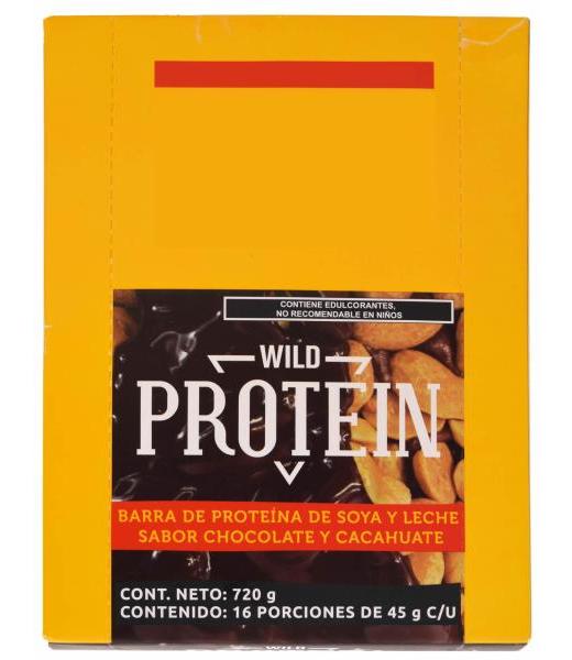 BARRA PROTEINA CHOCOLATE CACAHUATE 45 G WILD PROTEIN P 16