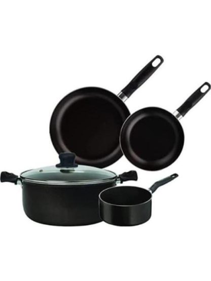 BATERIA DE COCINA 5 PZAS ANTIADHERENTE NEGRO T-FAL
