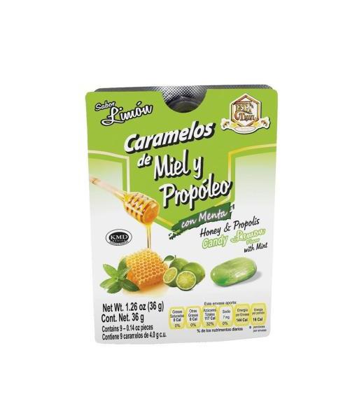 BLISTER CARAMELO DE MIEL Y PROPOLEO SABOR LIMON C 9 PZAS LA TIA TRINI