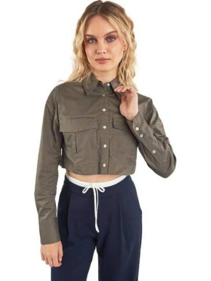 CAMISA CROP VERDE OLIVO HOLLY LAND - Image 3