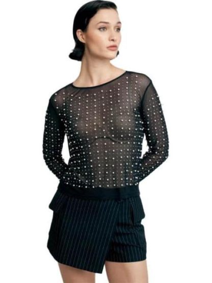 BLUSA MESH PERLAS NEGRO HOLLY LAND - Image 3