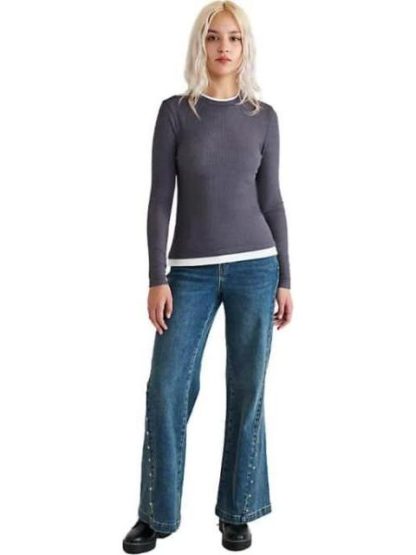 BLUSA MANGA LARGA GRIS HOLLY LAND