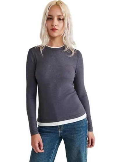 BLUSA MANGA LARGA GRIS HOLLY LAND - Image 2