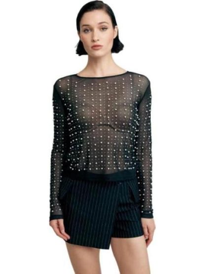 BLUSA MESH PERLAS NEGRO HOLLY LAND