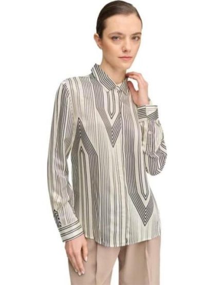 BLUSA SATINADA RAYAS BEIGE HOLLY LAND - Image 2