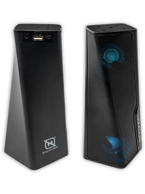 BOCINA BLUETOOTH NB02 TRUE WIRELESS RADIO FM MICRO SD USB AUX 3.5MML MANOS LIBRES LUZ LED 10 WATTS RMS RGB NEGRO