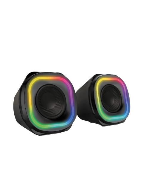 BOCINAS 2.0 GAMER GLIMM QUAD BG555 BALAM RUSH CONEXION BLUETOOTH-AUXILIAR CONTROLADOR TOUCH ILUMINACION LED 3 MODOS 10W RMS. SONIDO ESTEREO ALIMENTACIO