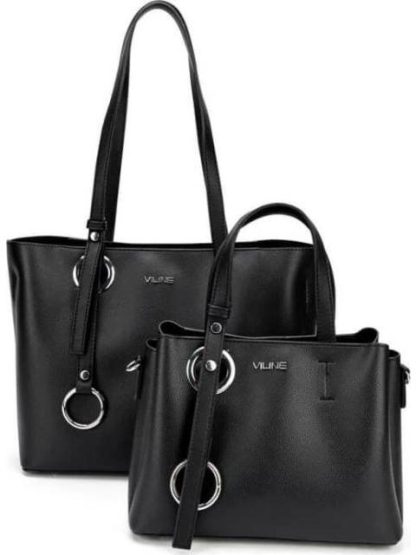 BOLSA TOTE CON LLAVERO NEGRO VI LINE