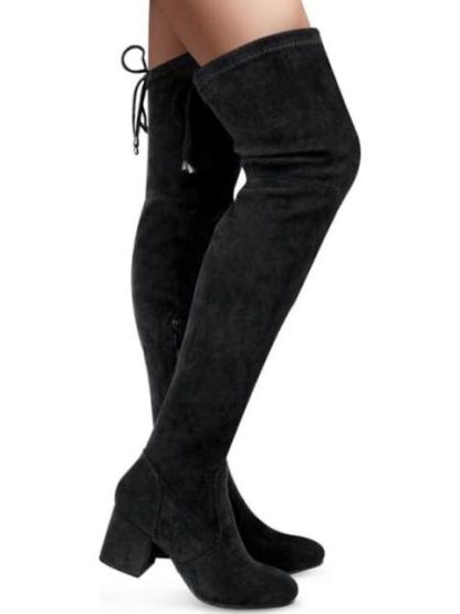 BOTA EXTRALARGA TACON ANCHO NEGRO YAELI