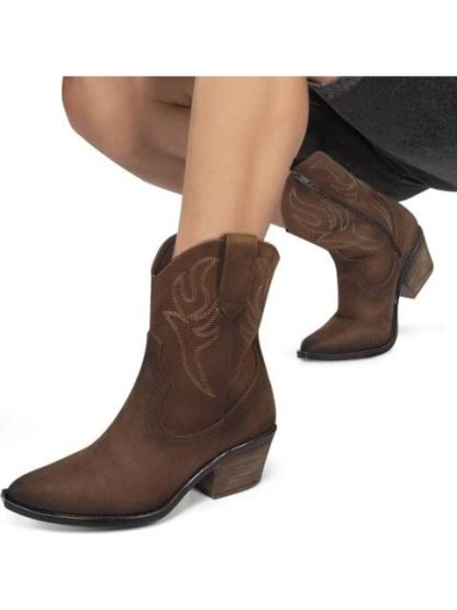BOTA VAQUERA BORDADA CAFE TIERRA BENDITA