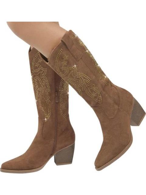 BOTA VAQUERA CON PEDRERIA CAMEL TIERRA BENDITA
