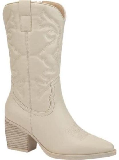 BOTA VAQUERA TUBO BORDADO BEIGE/HUESO TIERRA BENDITA - Image 2