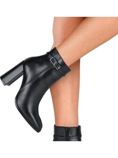BOTA VESTIR TACON ANCHO NEGRO GILLIO