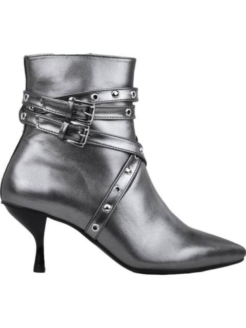 BOTIN EFECTO PIEL METALICO GRIS YAELI FASHION