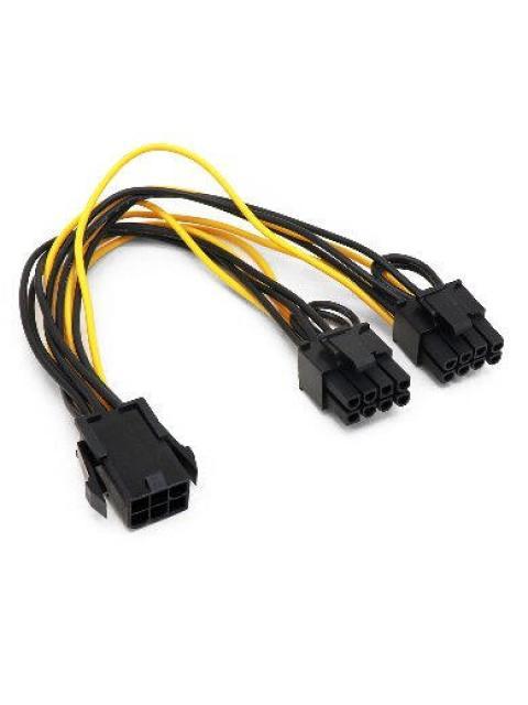 BROBOTIX CABLE DE PODER PCI-E (6-PIN) HEMBRA - 2 X PCI-E (8-PIN) MACHO 20CM NEGRO-AMARILLO