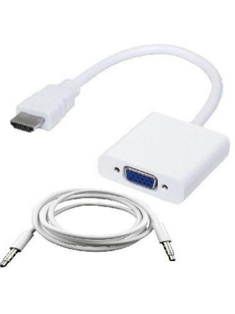 BROBOTIX CONVERTIDOR HDMI MACHO - VGA HEMBRA + AUDIO BLANCO