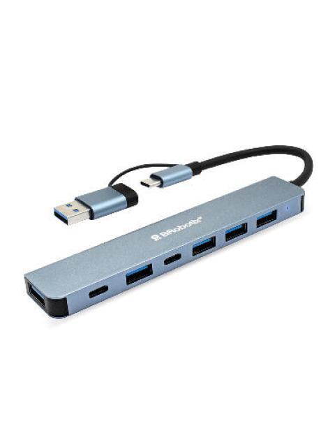 BROBOTIX DOCKING STATION 7 EN 1 USB 3.0-USB-C 5X USB 3.0 2X USB-C GRIS