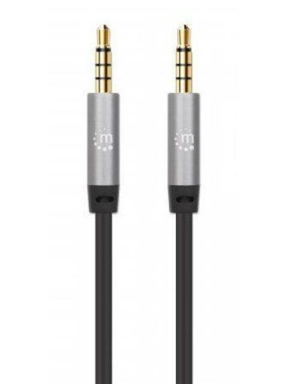 CABLE AUXILIAR MANHATTAN AUDIO ESTEREO 3.5MM MACHO 2M NEGRO-PLATA 355995 - Image 3