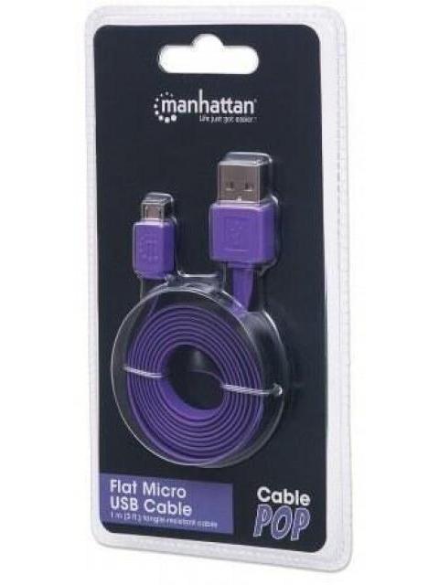 MANHATTAN CABLE PLANO USB 2.0 A MACHO - MICRO USB 2.0 B MACHO 1 METRO NEGRO-MORADO - Image 9