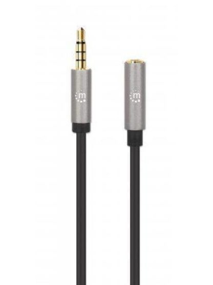 CABLE MANHATTAN AUDIO ESTEREO 3.5MM EXTENSION MACHO - HEMBRA 1M NEGRO-ALUMINIO PLATEADO 356022 - Image 3