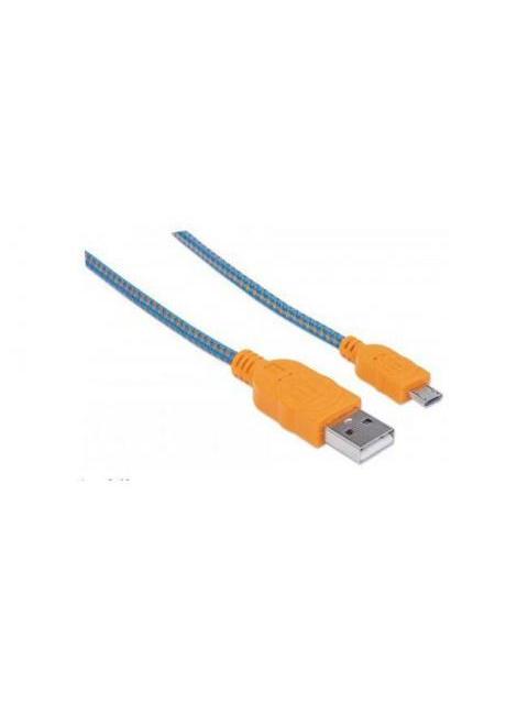 MANHATTAN CABLE CON RECUBRIMIENTO TEXTIL USB 2.0 A MACHO - MICRO USB 2.0 B MACHO 1.8 METROS AZUL-NARANJA - Image 3