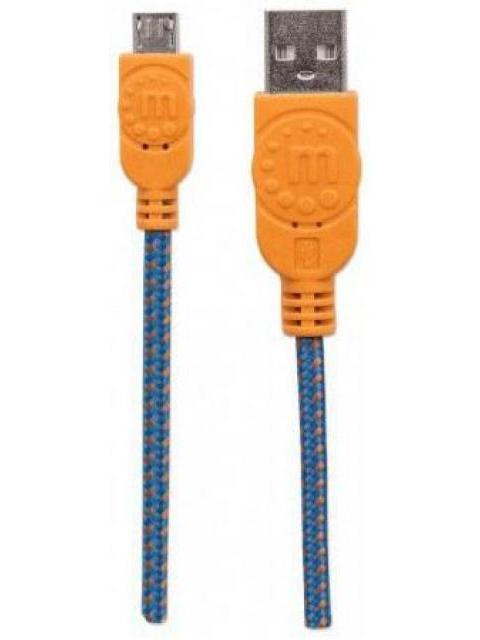 MANHATTAN CABLE CON RECUBRIMIENTO TEXTIL USB 2.0 A MACHO - MICRO USB 2.0 B MACHO 1.8 METROS AZUL-NARANJA - Image 5