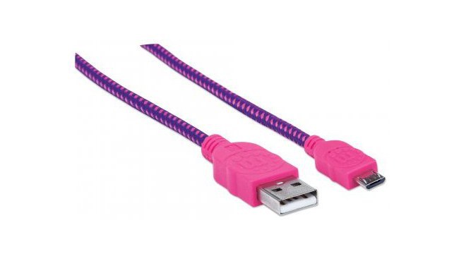MANHATTAN CABLE CON RECUBRIMIENTO TEXTIL USB 2.0 A MACHO - MICRO USB 2.0 B MACHO 1.8 METROS ROSA-MORADO - Image 3