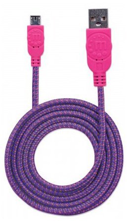 MANHATTAN CABLE CON RECUBRIMIENTO TEXTIL USB 2.0 A MACHO - MICRO USB 2.0 B MACHO 1.8 METROS ROSA-MORADO - Image 6