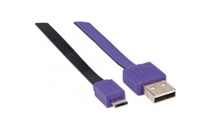 MANHATTAN CABLE PLANO USB 2.0 A MACHO - MICRO USB 2.0 B MACHO 1 METRO NEGRO-MORADO - Image 2