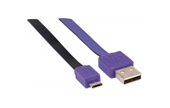 MANHATTAN CABLE PLANO USB 2.0 A MACHO - MICRO USB 2.0 B MACHO 1 METRO NEGRO-MORADO - Image 6