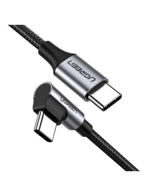 CABLE UGREEN USB-C A USB-C 1 METRO CONECTOR CON ANGULO RECTO DE 90° CARGA RAPIDA DE HASTA 60W 480 MBPS PD3.0 QC4.0 3.0 2.0 FPC AFC PROTECCION INTEGRADA| CAJA DE ALUMINIO NYLON TRENZADO