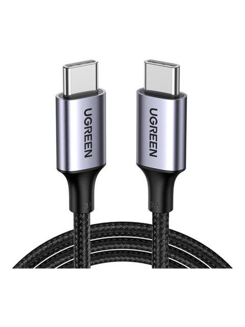 CABLE UGREEN USB-C A USB-C 1 METRO TRANSFERENCIA DE DATOS DE 480 MBPS CARGA RAPIDA DE HASTA 60W QC 4.0 3.0 2.0 PD3.0 | FPC AFC | PROTECCION INTEGRADA CAJA DE ALUMINIO NYLON TRENZADO COLOR NEGRO