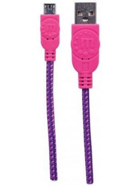 MANHATTAN CABLE CON RECUBRIMIENTO TEXTIL USB 2.0 A MACHO - MICRO USB 2.0 B MACHO 1 METRO ROSA-MORADO - Image 5
