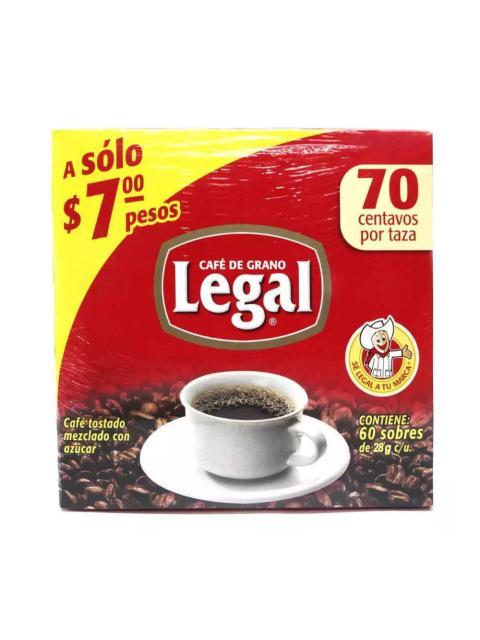 CAFE LEGAL MOLIDO TRADICIONAL PAQUETE CON 60 SOBRES DE 28 GRAMOS